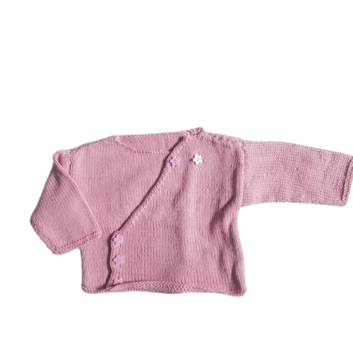 Cache coeur bébé fille rose fait main : 3 mois