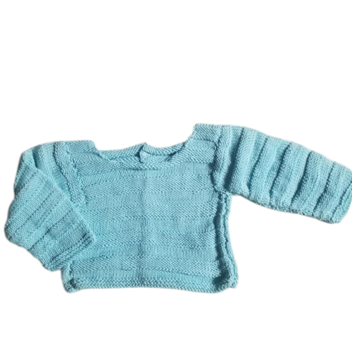 Brassière bébé bleue fait main : 3 mois