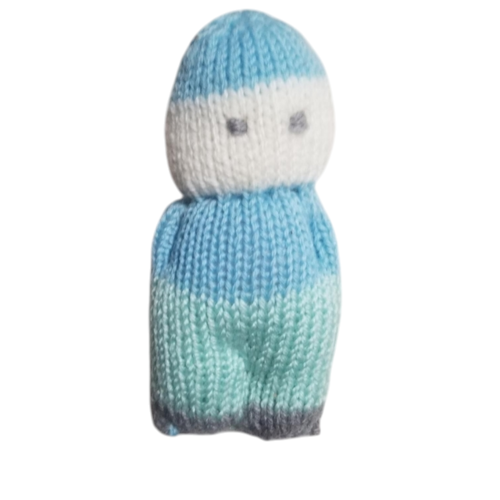 Doudou bonhomme vert, bleu et blanc