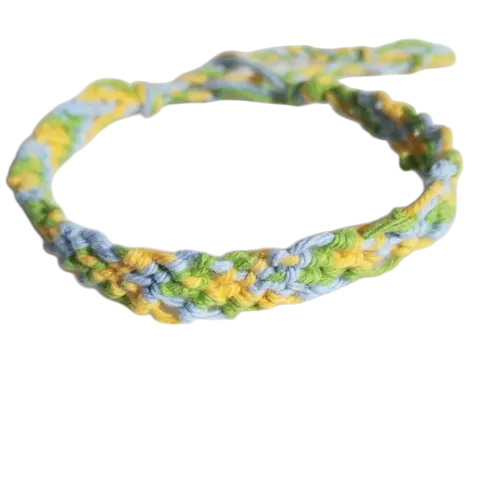 Bracelet brésilien vert, bleu et jaune : 20 cm
