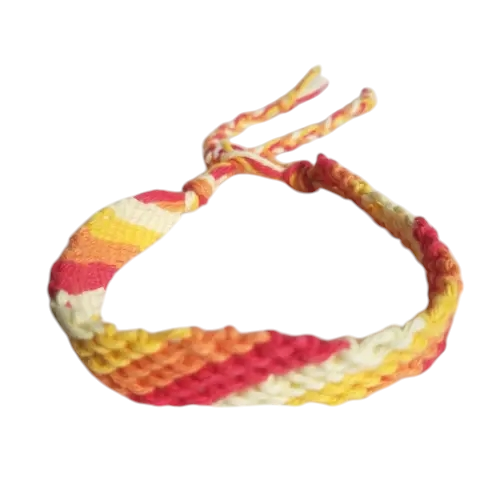 Bracelet brésilien rouge, orange et jaune : 20 cm