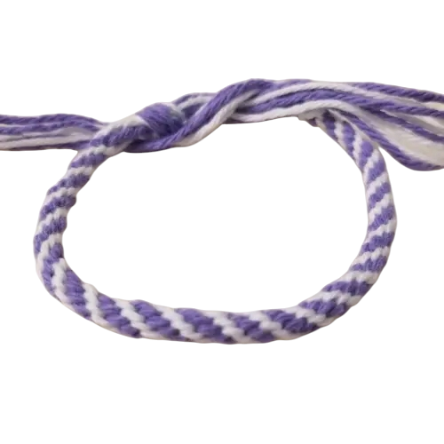 Bracelet kumihimo violet et blanc : 15 cm
