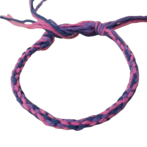 Bracelet d'amitié violet, rose et bleu : 16 cm