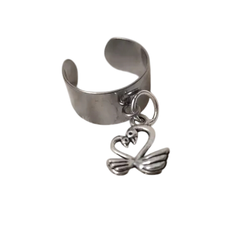 Bague femme réglable avec breloque cygnes
