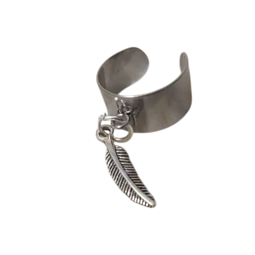 Bague femme réglable avec breloque plume