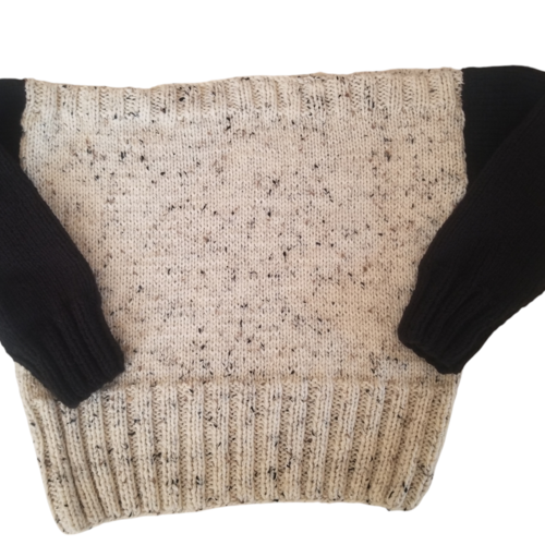 Pull femme écru moucheté et noir, taille m
