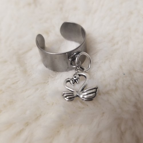 Bague réglable avec breloque cygnes