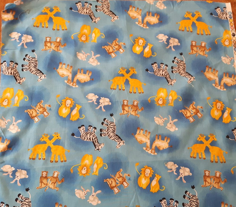 Coupon Tissu Bleu Motifs Enfant Animaux De La Jungle Noah s Ark By 