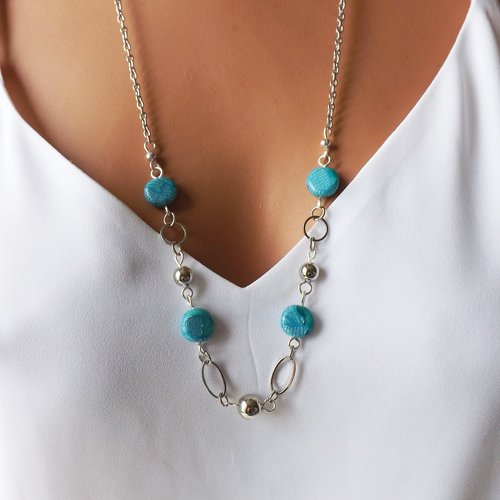 Collier turquoise chic et moderne pour femme - perles et bijoux faits main