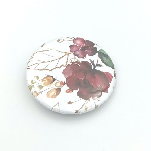Badge fleur pivoine   37 mm