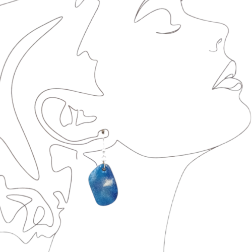 Boucles d'oreilles émaillées variante de bleu