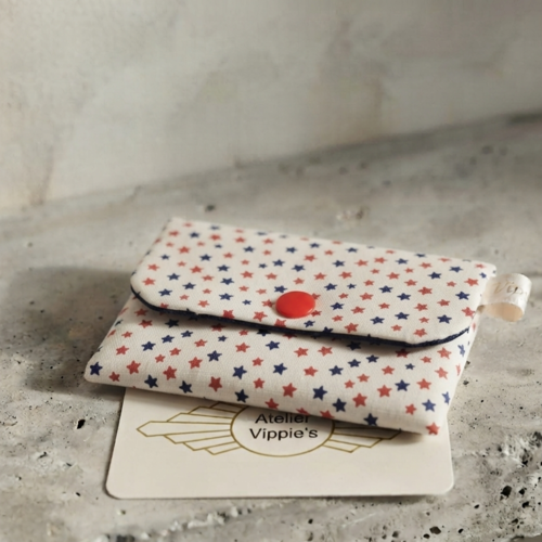 Porte cartes en tissu bleu marine et blanc