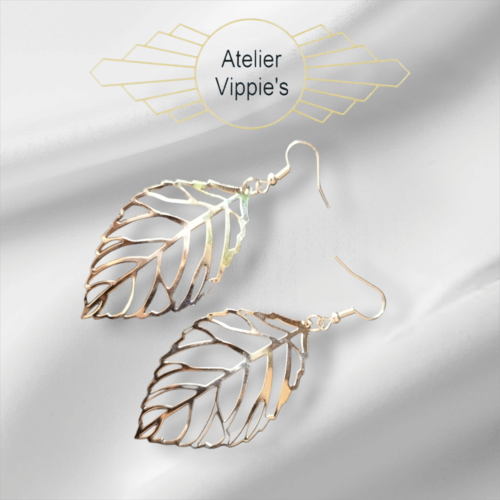 Boucles d'oreilles feuilles argenté