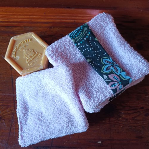 Lot de 7 lingettes démaquillantes éponge rose double face