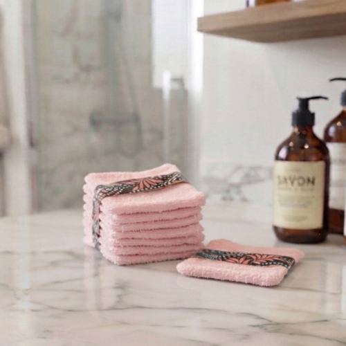Lot de 7 lingettes démaquillantes éponge rose double face