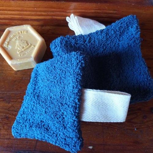 Lot de 7 lingettes démaquillantes éponge bleu marine double face