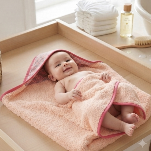 ​sortie de bain bébé / cape de bain artisanale