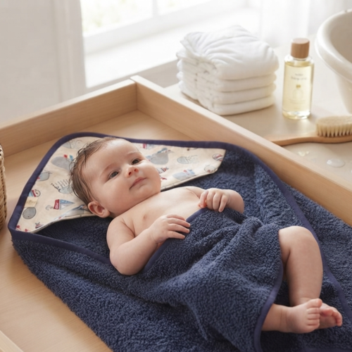 ​sortie de bain bébé / cape de bain artisanale