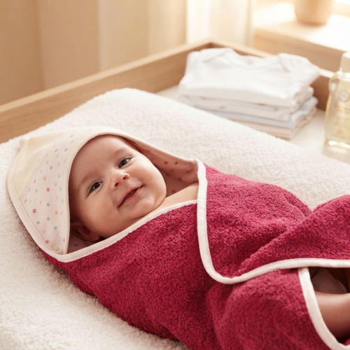 ​sortie de bain bébé / cape de bain artisanale