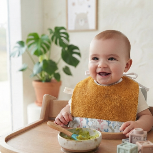 Bavoir bébé naissance coton oeko-tex motif cactus