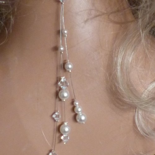 Chute de dos / bijou de dos pour collier mariage collier cérémonie, bijou de dos cristal, blanc, accessoire mariage pas cher, 