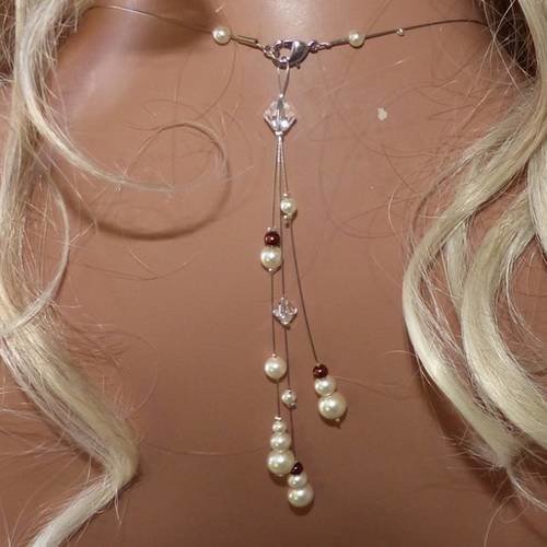 Collier Ivoire/Ecru/Crème/Cristal robe Mariée/Mariage/Cérémonie Fleur