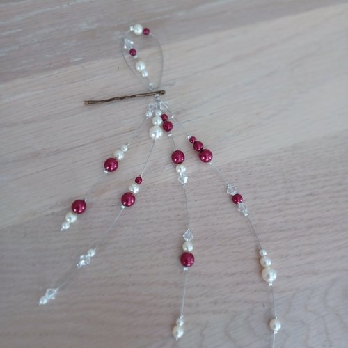 Bijoux mariage, bijou cheveux,  pince cheveux , perles nacrées  ivoire et  bordeaux , bijou rafiné original