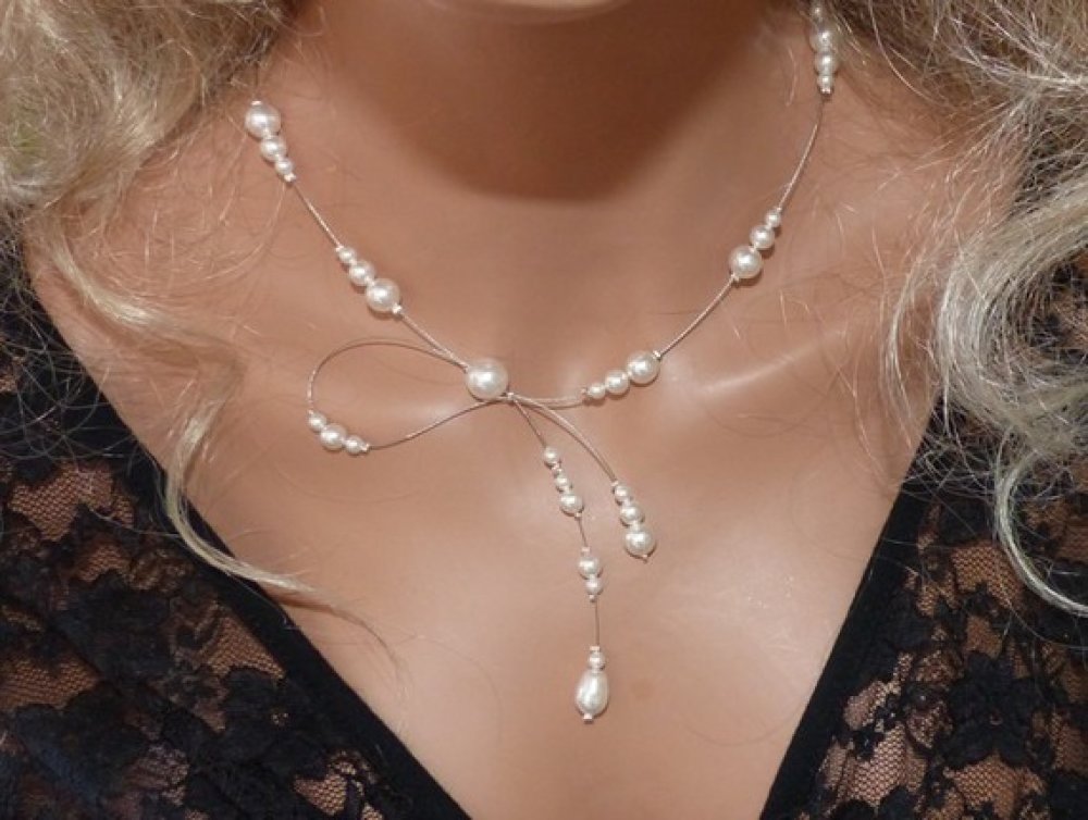 AnnaZalanya - Collier de mariée perles ivoire (ou blanches) mariage