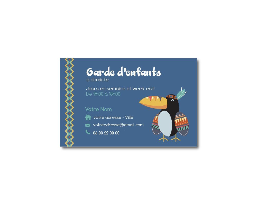 Carte De Visite Garde D Enfants Oiseau Toucan Indien Un Grand Marche