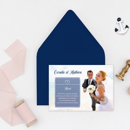 Carte De Remerciements Mariage Format A6 Theme Marine Pdf Pret A Imprimer Un Grand Marche