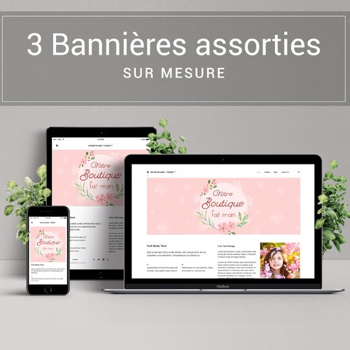 Création personnalisée pack de 3 bannières assorties sur mesure