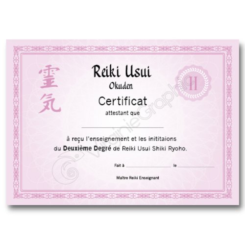 Certificat reiki d'enseignement 2 ème degré pdf à imprimer
