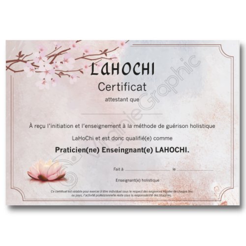 Certificat lahochi soin énergétique pdf à imprimer pour praticien enseignant