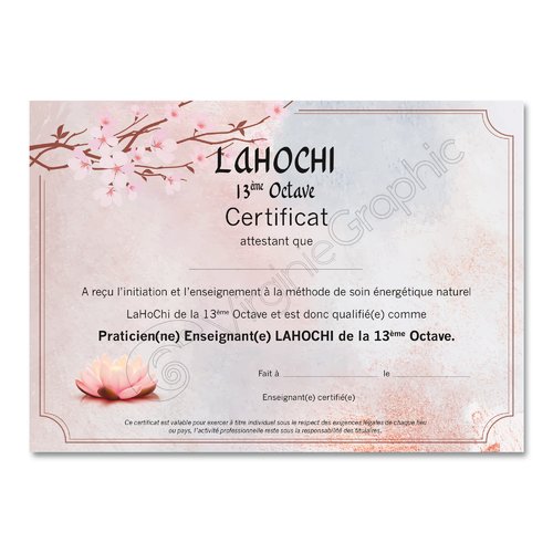 Certificat lahochi 13ème octave pdf à imprimer pour praticien enseignant