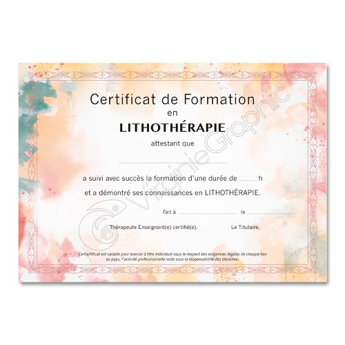 Certificat lithotherapie pdf à imprimer pour praticiens professionnels
