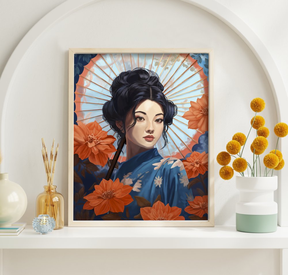 Affiche japonaise 40x50cm - poster pour décoration intérieur - peinture  femme imprimée - Un grand marché