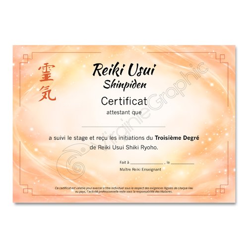 Reiki certificat de niveau 3 - pdf à imprimer format a4