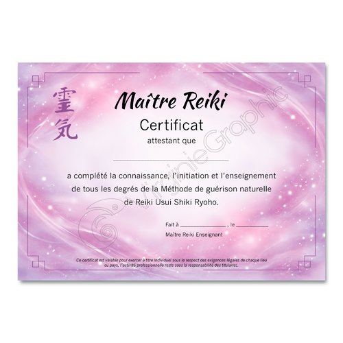 Certificat maître reiki - pdf à imprimer format a4