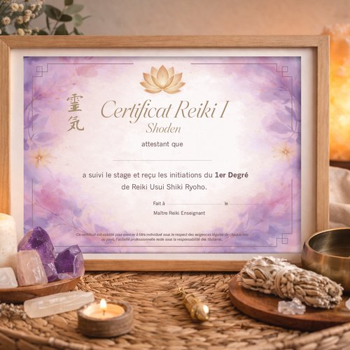 Certificat reiki niveau 1 - pdf à imprimer