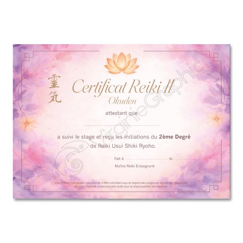 Certificat reiki niveau 2 - pdf à imprimer