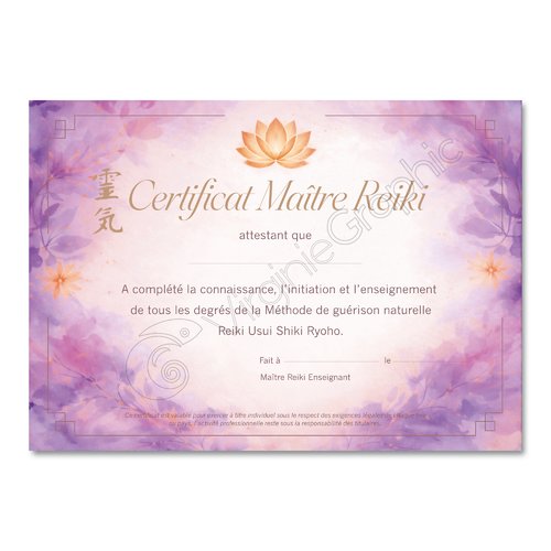 Certificat maître reiki - pdf à imprimer