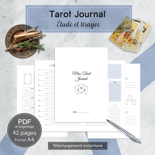 Tarot journal de 42 pages à imprimer au format pdf