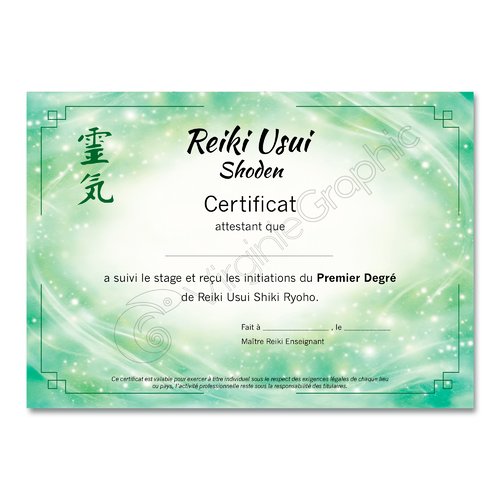 Certificat reiki niveau 1 - pdf à imprimer