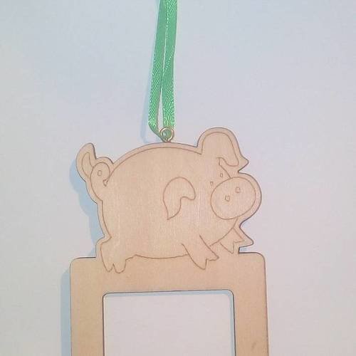 Porte photo en bois à décorer cochon 