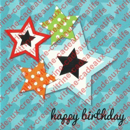 Carte anniversaire "happy birthday" thème étoiles 