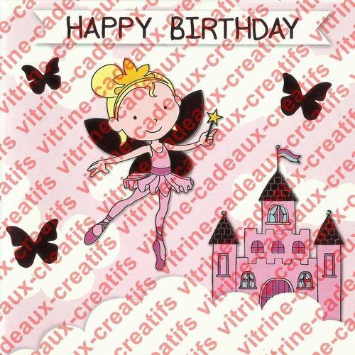 Carte anniversaire "happy birthday" thème fée 