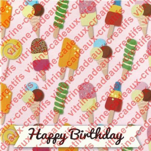 Carte anniversaire "happy birthday" thème glaces 