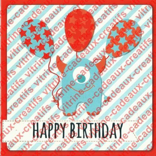 Carte anniversaire "happy birthday" thème alien 