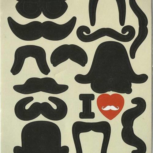 Stickers adhésifs moustaches couleur noire 