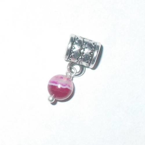 Pendentif perle couleur rose avec bélière argentée 